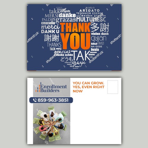 Design a thank you card for us to send to clients using our ad creative as inspiration Design by allMarv