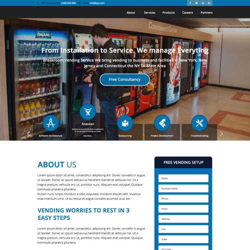 Just The Home Page! For Vending Machines Web page design contest