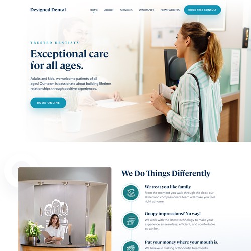 Home page for dental practice Design by monodeepsamanta