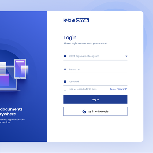 Design Design a login page for our document management system - EBA DMS di REAXUR™