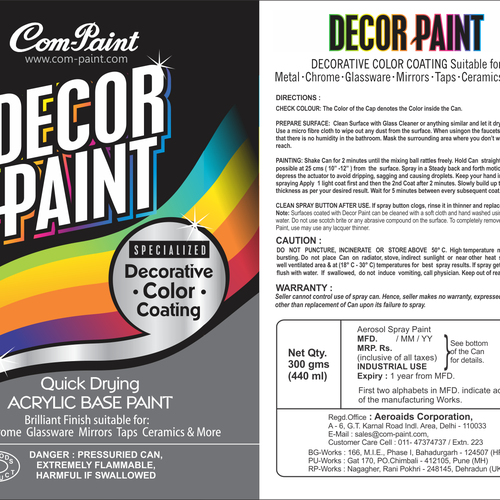 Product Label Design for AEROSOL SPRAY PAINT CAN Design by Exocast33