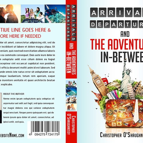 Create impactful, eye-catching book cover for "Arrivals, Departures, and the Adventures In-Between" Design by Nellista