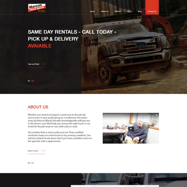 Main page for the transport company
