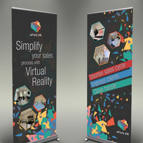 Create 2 cool retractable banner designs for a Virtual Reality company