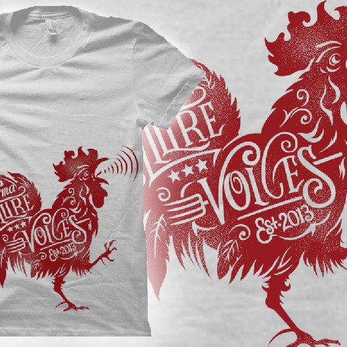 Create a mad rooster shirt with tattoo hand drawn style T shirt