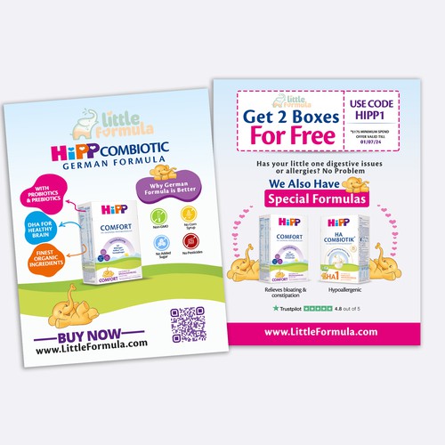 Baby Formula Flyer for a package insert campaign in the USA Design by Atto™