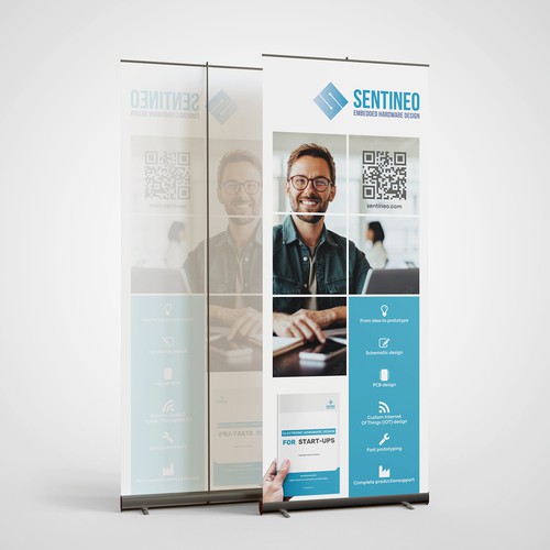 Design of a roll-up banner for a trade-fair introducing our Electronic Design Agency! Design by Roy_A