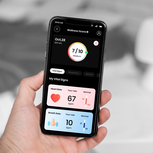 Wellness "vital signs" app - redesign Design by ⚡️unbox.style⚡️