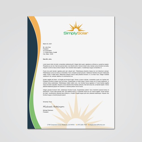 "Renewable Energy Company Letterhead" Design by Tcmenk