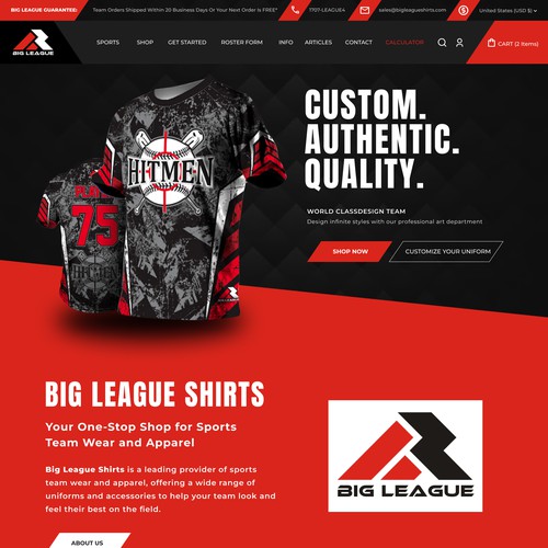 Help with shopify home page big league, Web page design contest