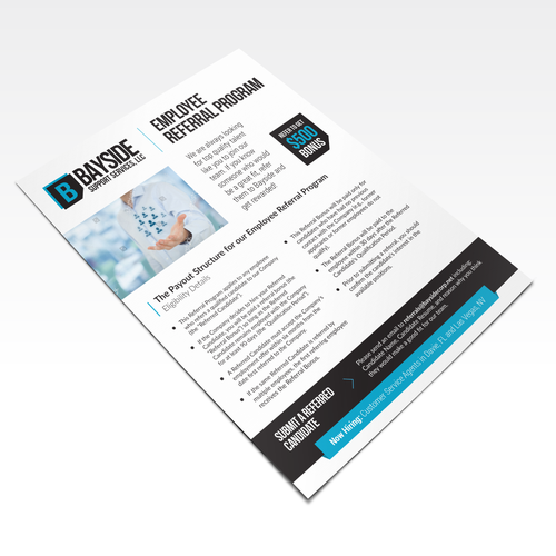 need a flier to announce awesome employee referral program target demo young tech support agents Design by Adi Azudin