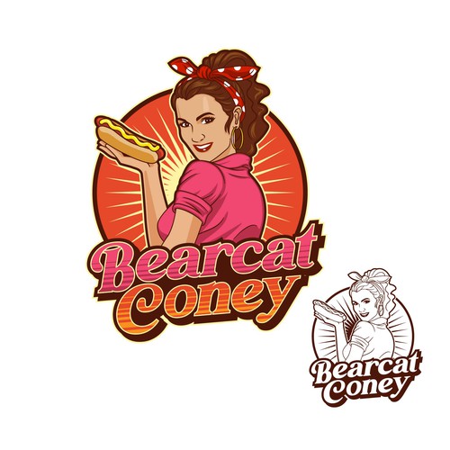 G-Rated Cartoon PinUp Girl girl logo for Retro Coney Hotdog restaurant Design by 262_kento