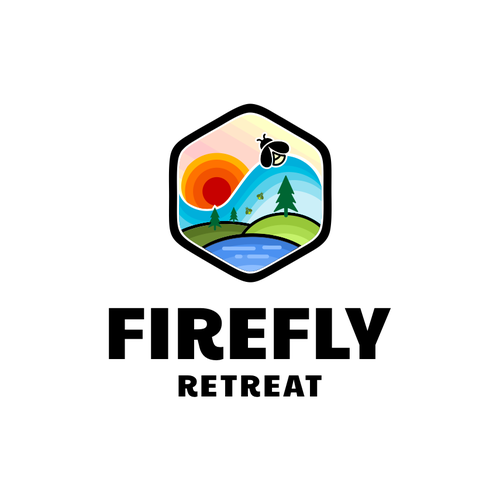 Firefly Retreat. Fun logo inspiring families to explore the outdoors! Design von hidra ✅