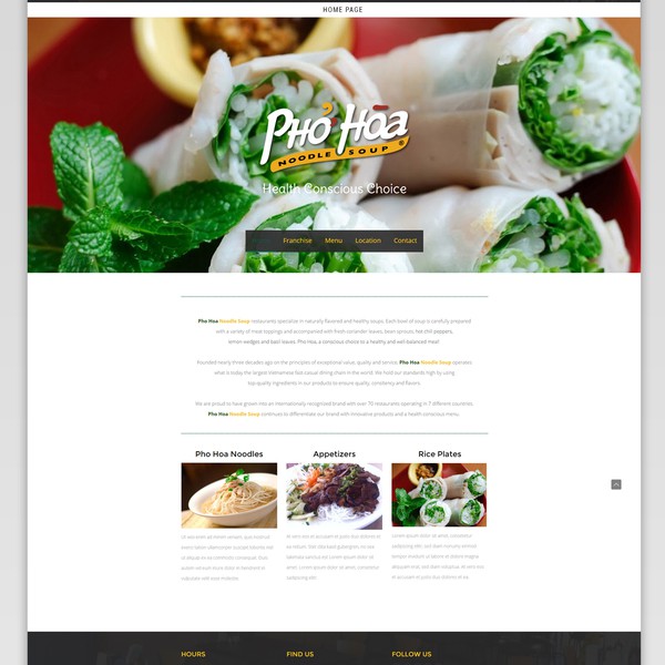 Website design for "Pho Hoa" - noodle and soup