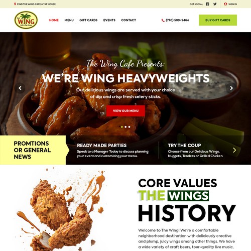 Design A Fresh New Website for The Wing Cafe & Tap House! Design by Logicainfo ♥