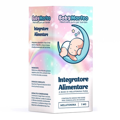 Baby Morfeo -Melatonina per Bambini -  Melatonin Supplement for kids Box and label design Design by Zemunchica ♣♣♣♣♣