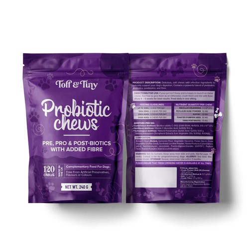 Pouch packaging design - Probiotic Chews for dogs Design by Pencil_afjalo