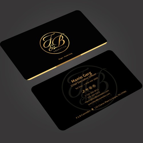 コンペ「Black & Metallic Gold Business Cards」のデザイン by Seerat Razzakiさん 