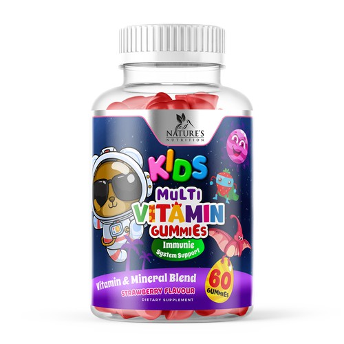 Tasty Kids Multivitamin Gummies Product Label for Nature's Nutrition Design by Designer_John