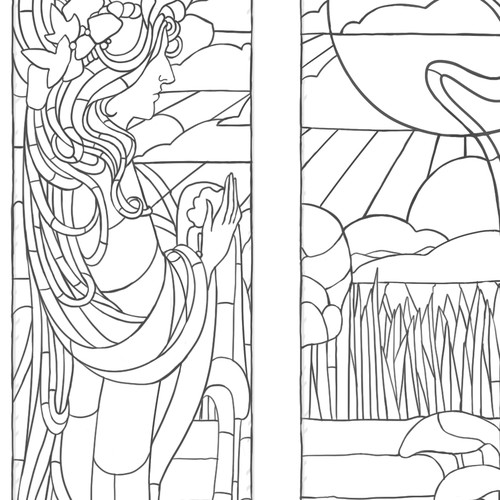 Design a water scene for a stained-glass bathroom door Design por freyjaaa