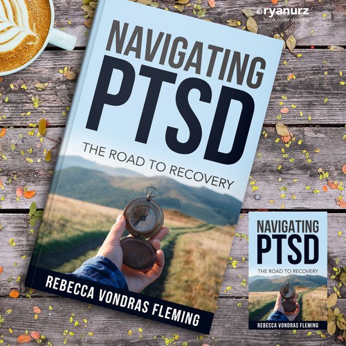 Design a book cover to grab attention for Navigating PTSD: The Road to Recovery Diseño de ryanurz