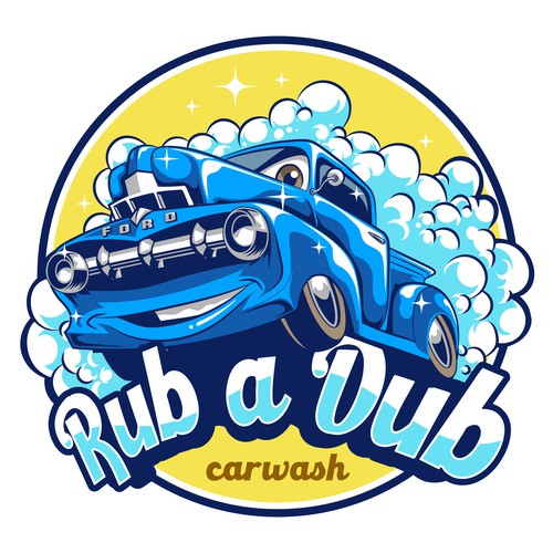 A funny logo for a tunnel carwash. Colorful. Design by Agustianrexy