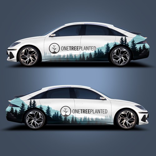 Design a sleek and professional vehicle wrap for a reforestation nonprofit's EV fleet Design by Avriel