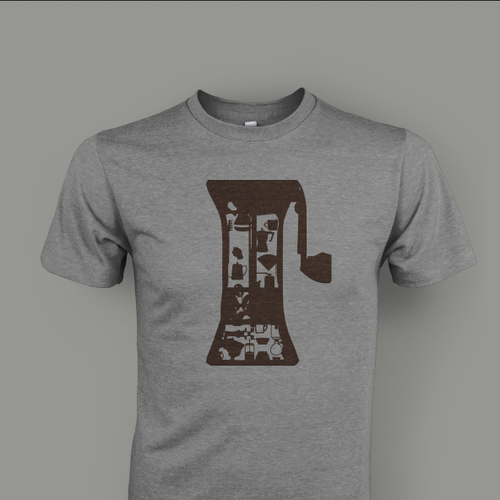 Coffee Collage T-Shirt Design Using Ink Made From Coffee Grounds Design by Ian Shaw Design