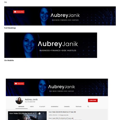 Banner Image for a Personal Finance/Business YouTube Channel Design by Fahrudin94