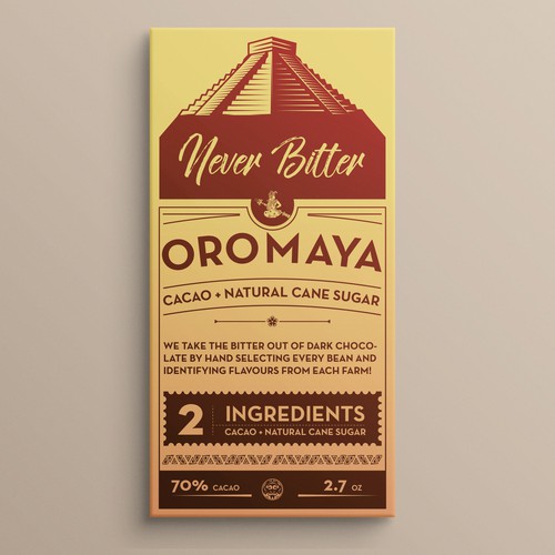 2 INGREDIENT, PURE CHOCOLATE BAR PACKAGE Design by Ideera