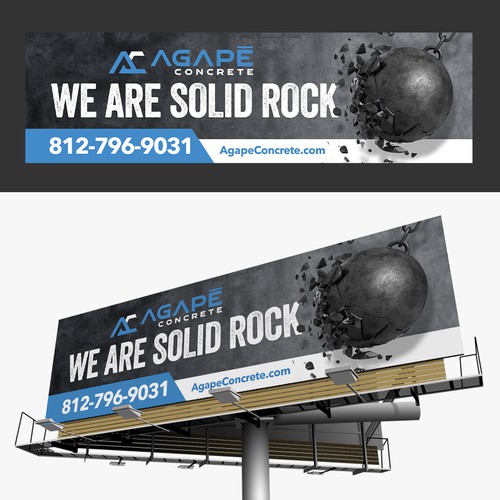 AN AMAZING CONCRETE COMPANY BILLBOARD NEEDED Aprox 14’ tall and 48’ wide Design by magnificent 7&co