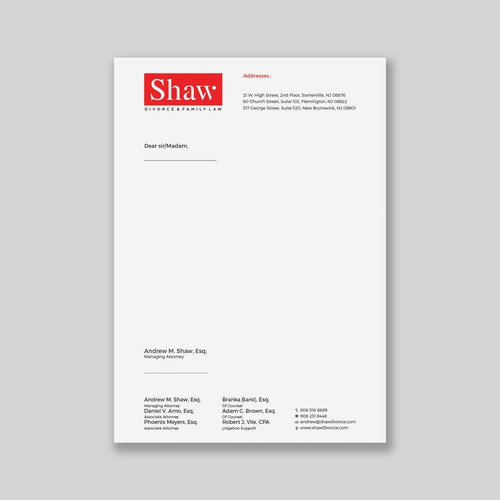 Letterhead for Divorce & Family Law Firm; Modern, Minimalist, Conservative Design Design by a r t  ^ s t a r