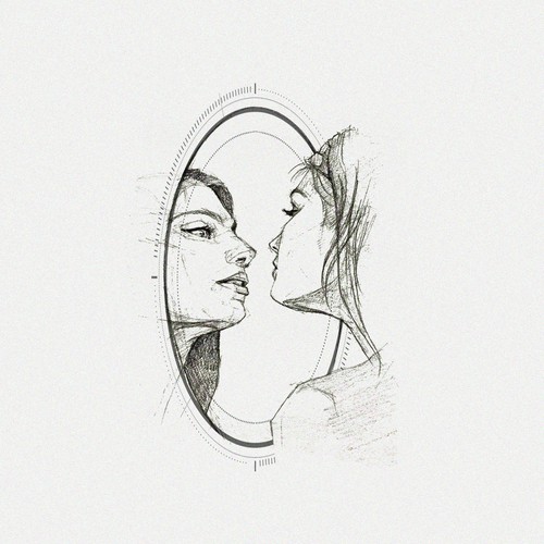 "Lens That Sees Its Flaws" abstract concept tattoo design Design by Ángel R.