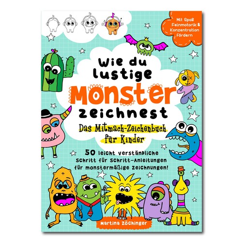 Design a cheerful cover for a monster drawing book for children Design by ALINAsINK