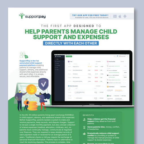 Modern informational flyer for a mobile and web application Design by Sebastian Roy