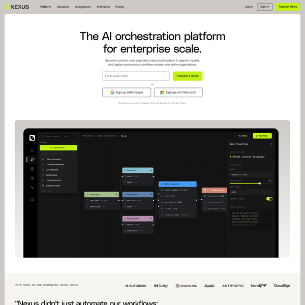 Nexus AI: Enterprise AI Orchestration Platform & B2B SaaS Dashboard UI/UX