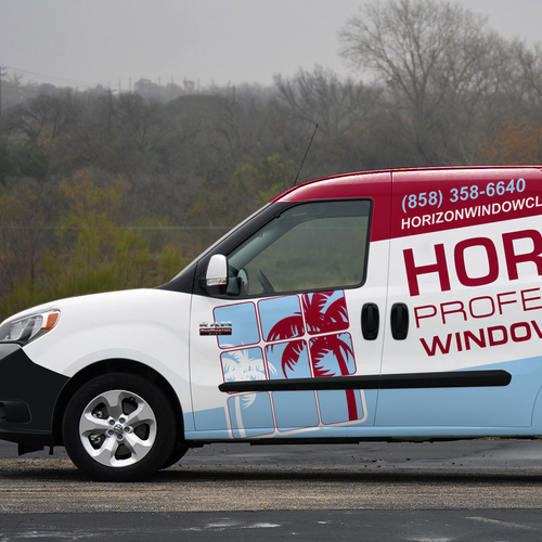 Eye catching cargo van wrap for window cleaning Design by theANUNGs