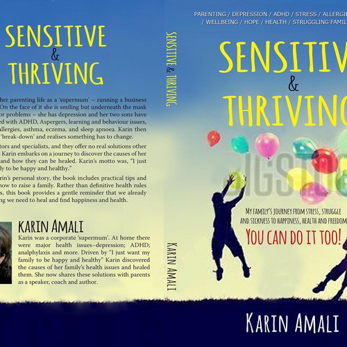 Create a book cover for "Sensitive and Thriving" giving parents inspiration and hope Design by dalim