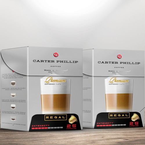 Design an espresso coffee box package. Modern, international, exclusive. Design by bcra