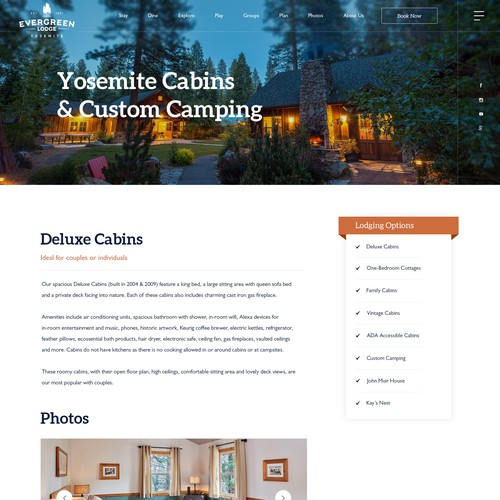 Designs | Yosemite Hotel/Lodge Website Design | Web page design contest