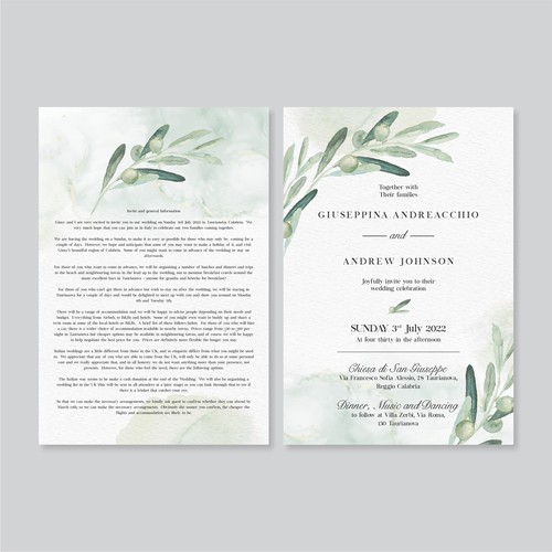 Wedding invite and accompanying letter, Card or invitation contest