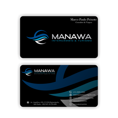 Please create a great Business Card design for travel agency Manawa! Design by Parth Soni