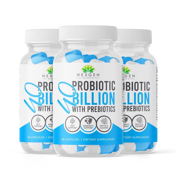 probiotic 40 billion with prebiotics supplement label design