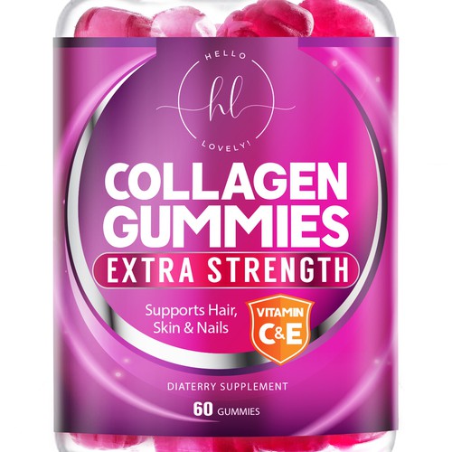 Hello Lovely needs a Collagen Gummies product label Design by agooshe