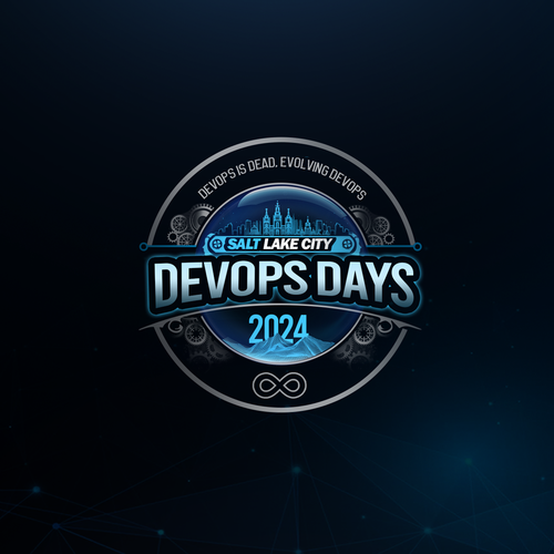Evolution of DevOps - during Pi day - website and print logo Design by Maria Angelica Gomez