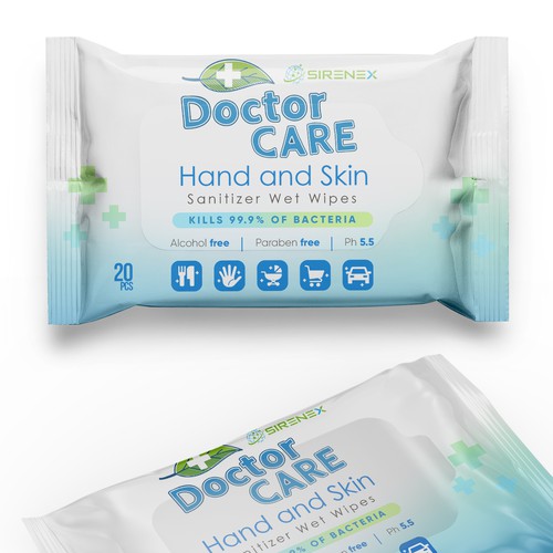 We need an eye-catching packaging for our disinfectant, hand sanitizer wet wipes Design by GREYYCLOUD