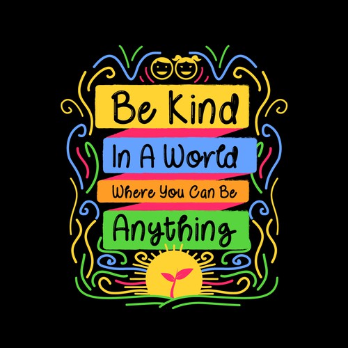 BE KIND Colorful Kids T-shirt Design Design by Thiago Apolinário