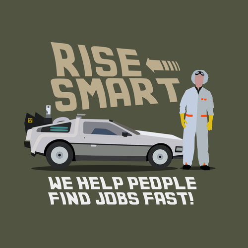 "Back to the Future" in modern flat graphical illustration Diseño de Mike Dicks Art