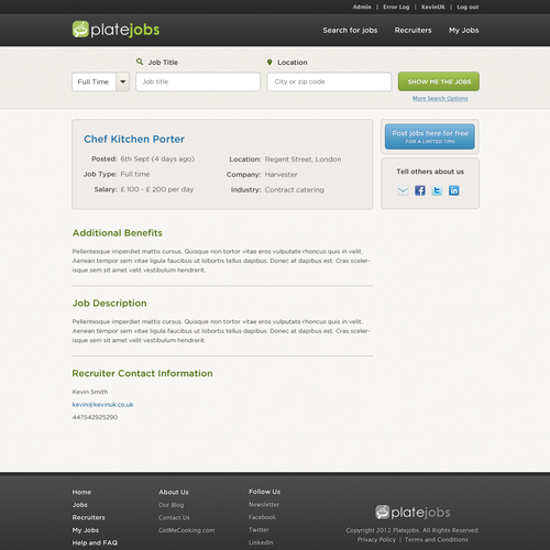 Create the next website design for PlateJobs Ontwerp door KimKiyaa