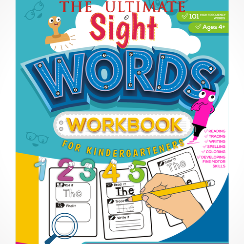 Cover and back for a Sight Words Workbook for Kindergarten Design réalisé par JDL's